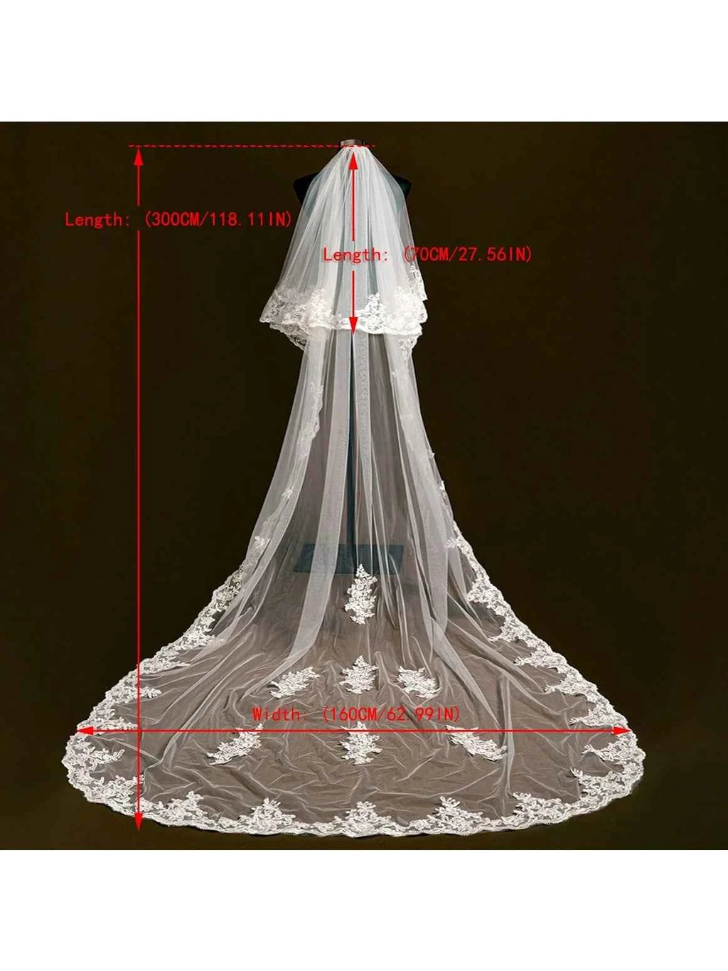 Voile de Mariée Double Couche avec Dentelle