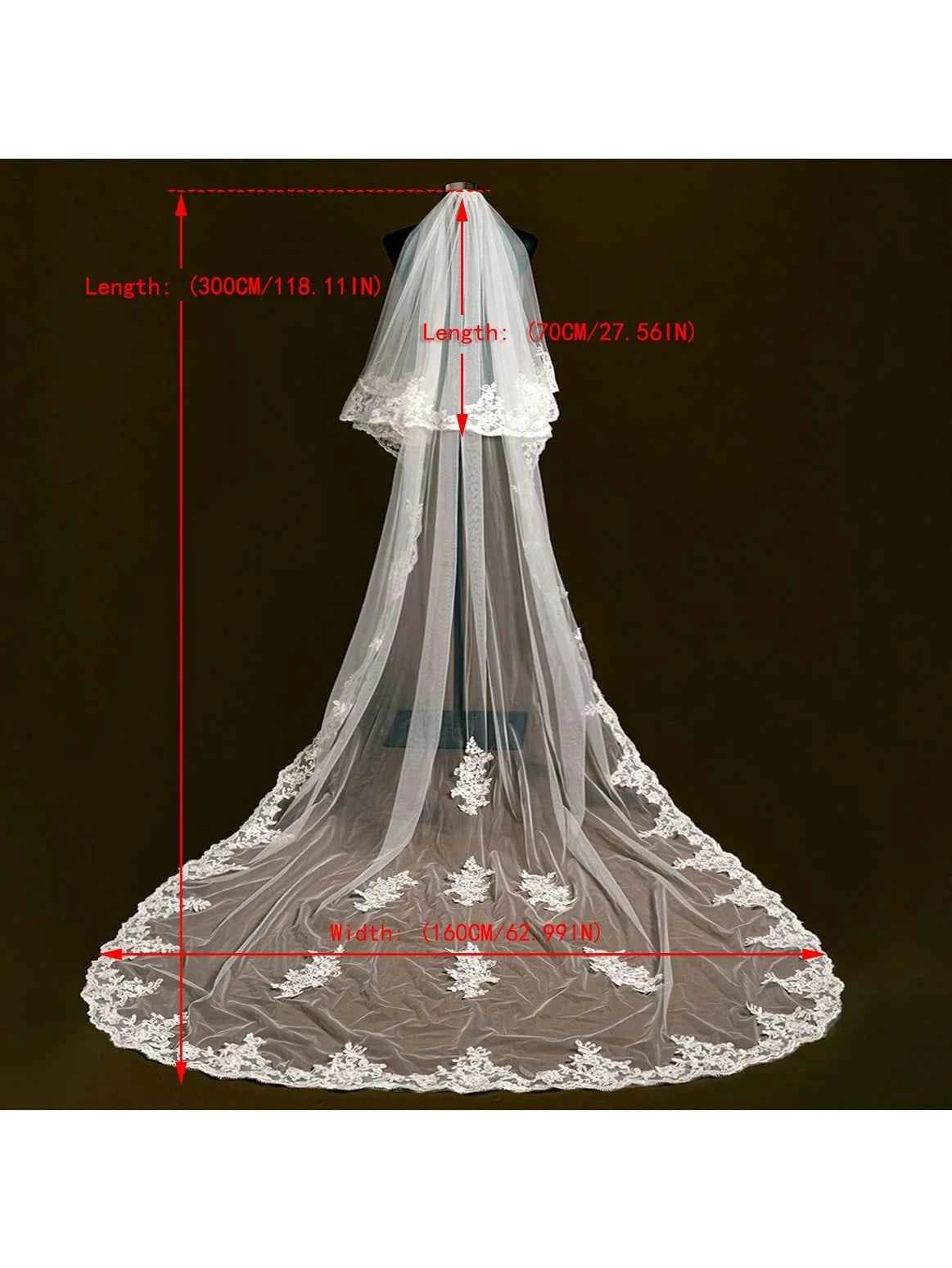 Voile de Mariée Double Couche avec Dentelle